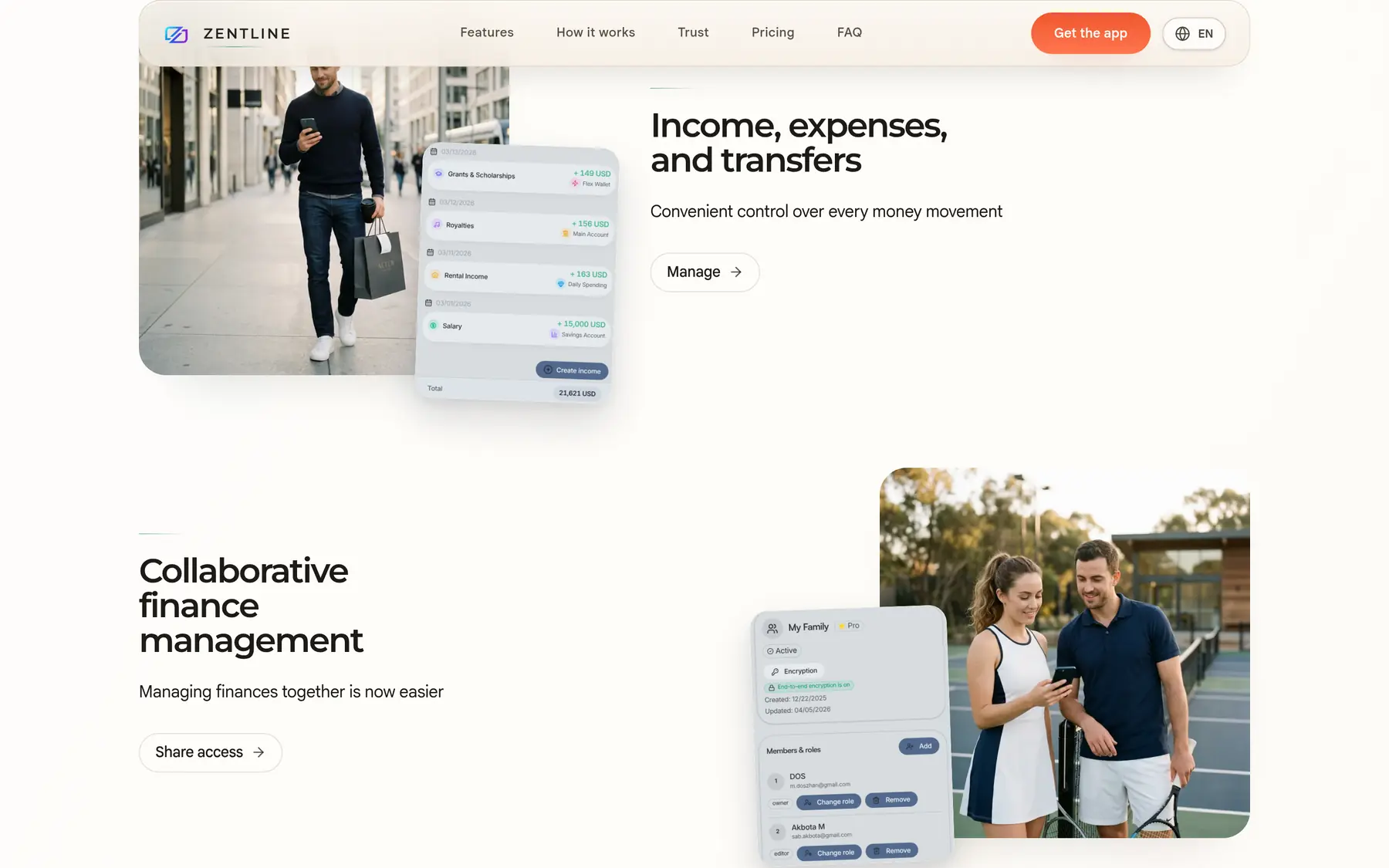 Finsight — income, expenses and transfers, plus collaborative finance management